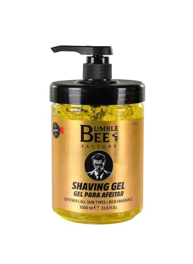 BUMBLE BEE Shaving Gel Softner Non-irritating, All Skin Types, Rich Male Fragance - Smooth and Sophisticated Shaving 33.8 Oz / 1000 ml. Barber Supplies (Yellow) - Image 1